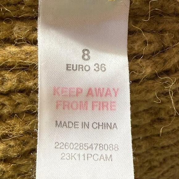 Topshop mustard alpaca blend short sleeve chunky cardigan with snap front Size 8 - Picture 8 of 9